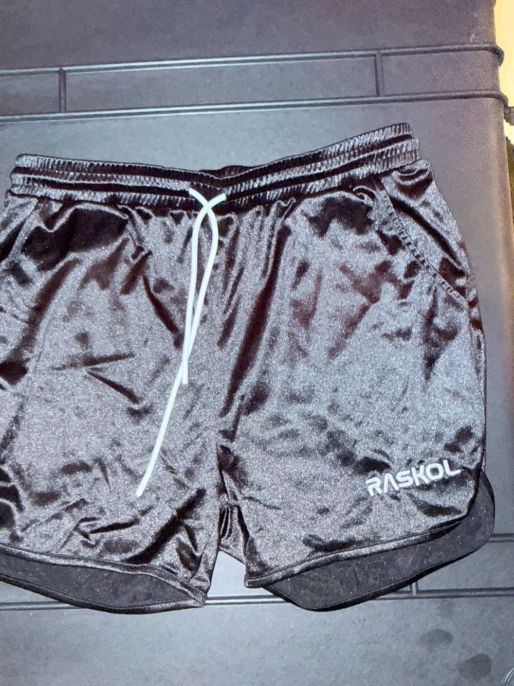 Raskol Apparel Silk Velvet bodybuilding blaAthletic Shorts with White Drawstring